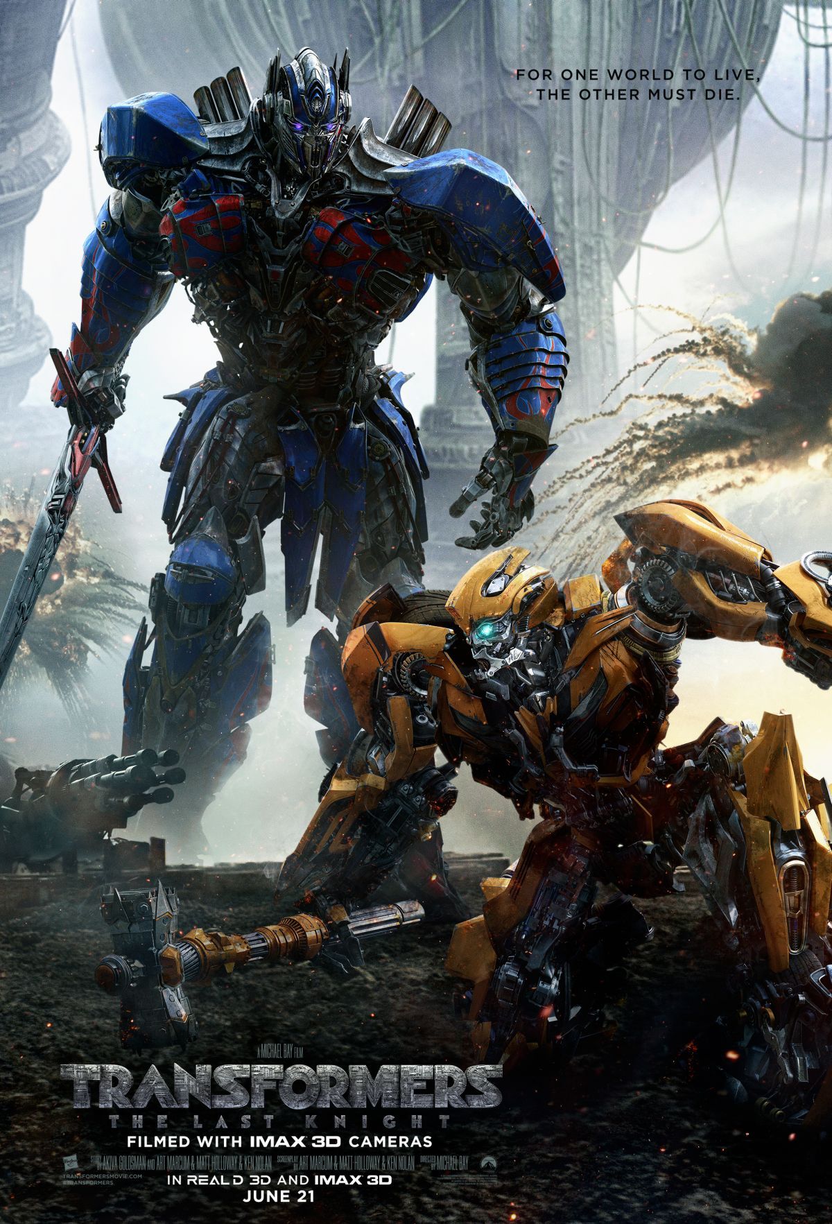 Transformers o ultimo cavaleiro poster optimus vs bumblebee