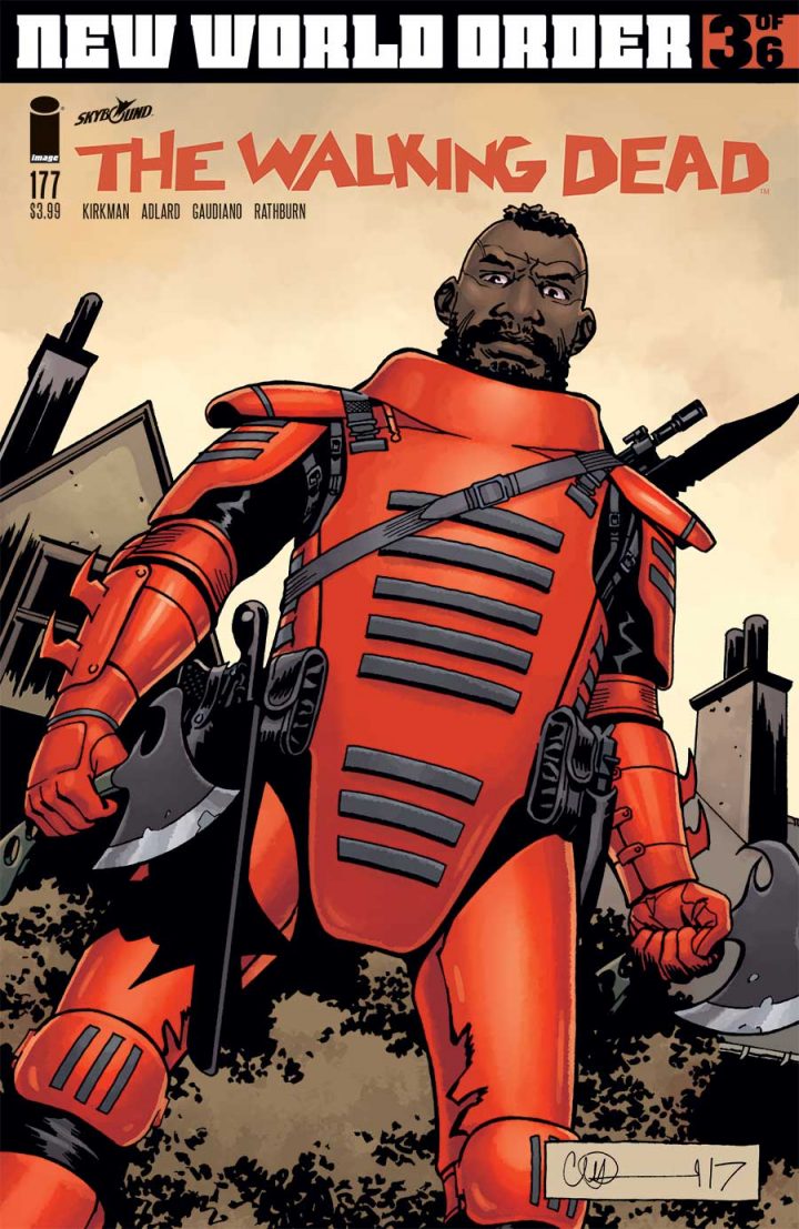 Mercer, na capa da edição 177 dos quadrinhos de the walking dead.