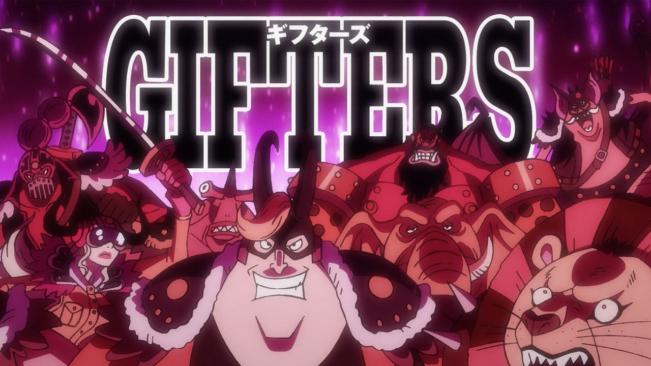 Os Gifters em One Piece, parte do bando do Kaido que comeram uma Fruta do Diabo artificial, feita com SMILE.