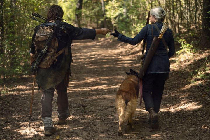 Daryl, carol e cão no 21º episódio da 10ª temporada de the walking dead (s10e21 - "diverged").