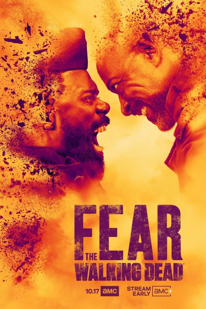 Morgan jones e victor strand se encaram em pôster da 7ª temporada de fear the walking dead.