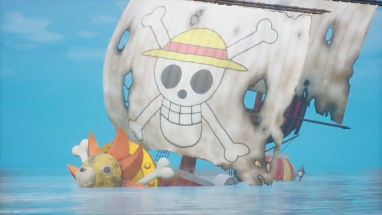 One Piece Odyssey - Sunny destruído no trailer de lançamento do game.