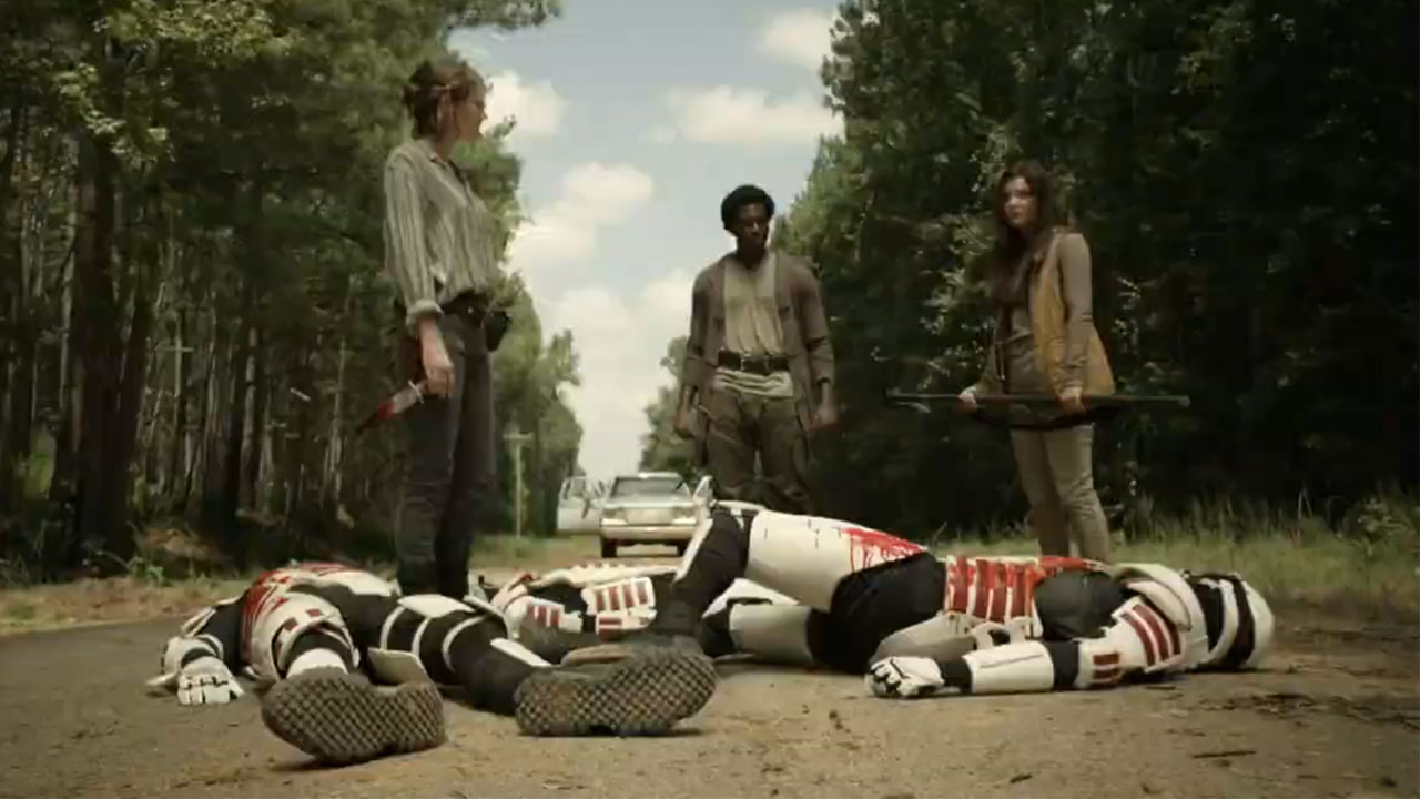 Maggie, Elijah e Lydia no 13º episódio da 11ª temporada de The Walking Dead (S11E13 - 