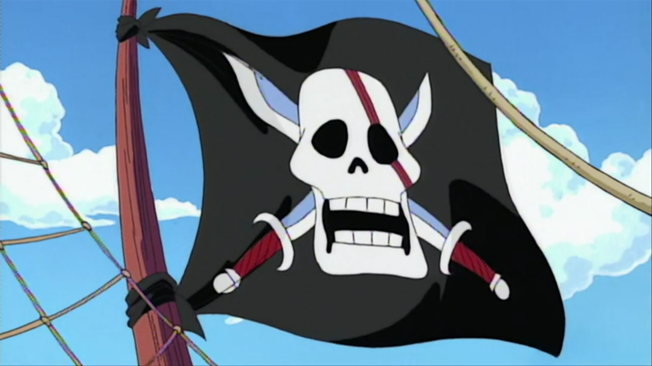 Jolly Roger de Shanks no episódio 4 do anime de One Piece.