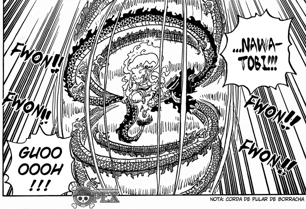 Luffy gigante vs kaido no capítulo 1045 do mangá de one piece.