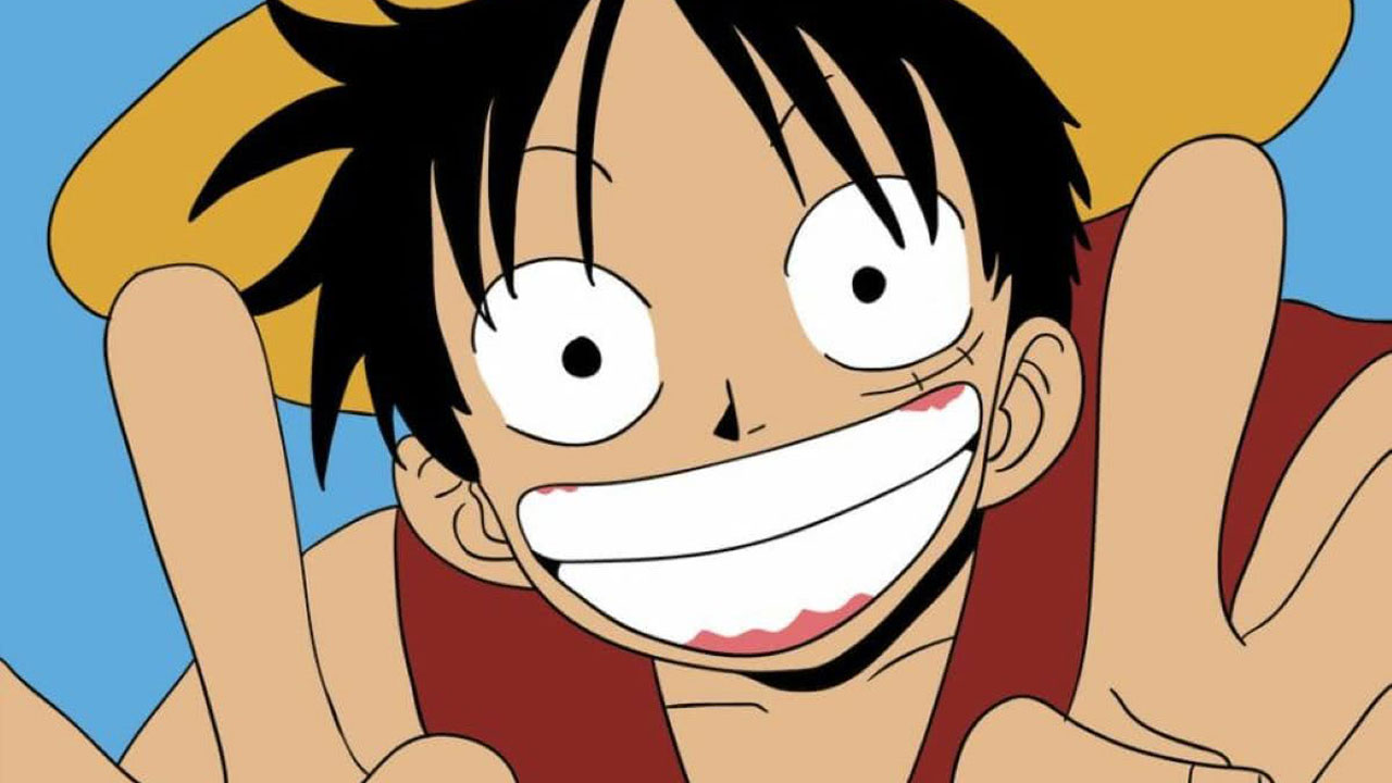 Luffy feliz em One Piece.