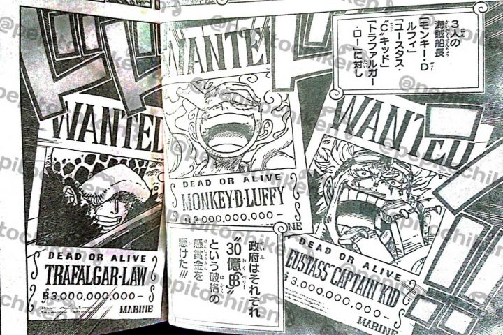 One piece manga 1053 spoilers 01 novos cartazes procurado law luffy kid