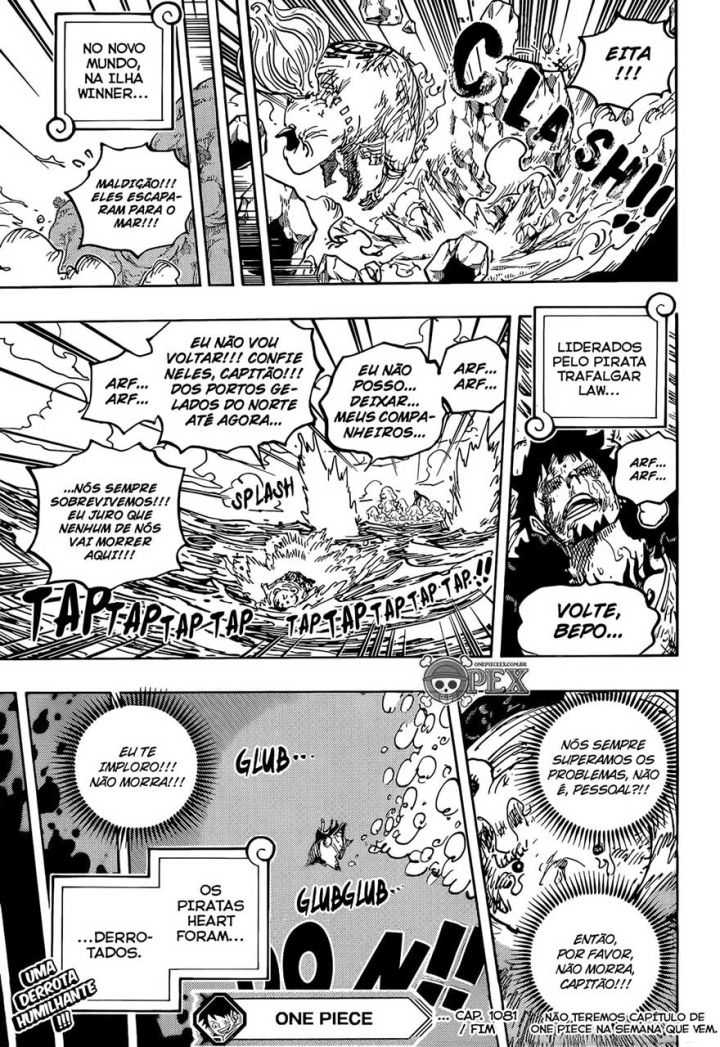 One piece manga 1081 law bepo piratas heart derrotados